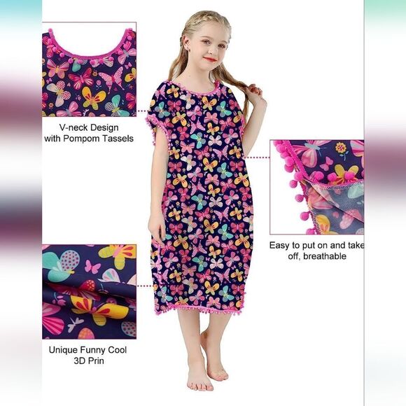 NWT Girls Chiffon Cover Ups Novelty Quick Dry Coverups Swimsuit Beach Dress Tops - Picture 4 of 7